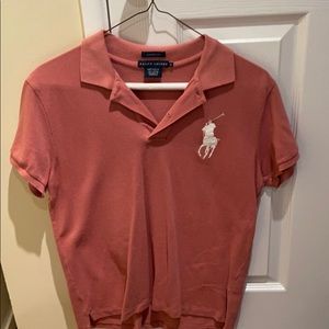 Ralph Lauren big logo salmon pink polo
